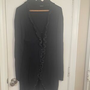 Black Leather Ruffled Cardigan